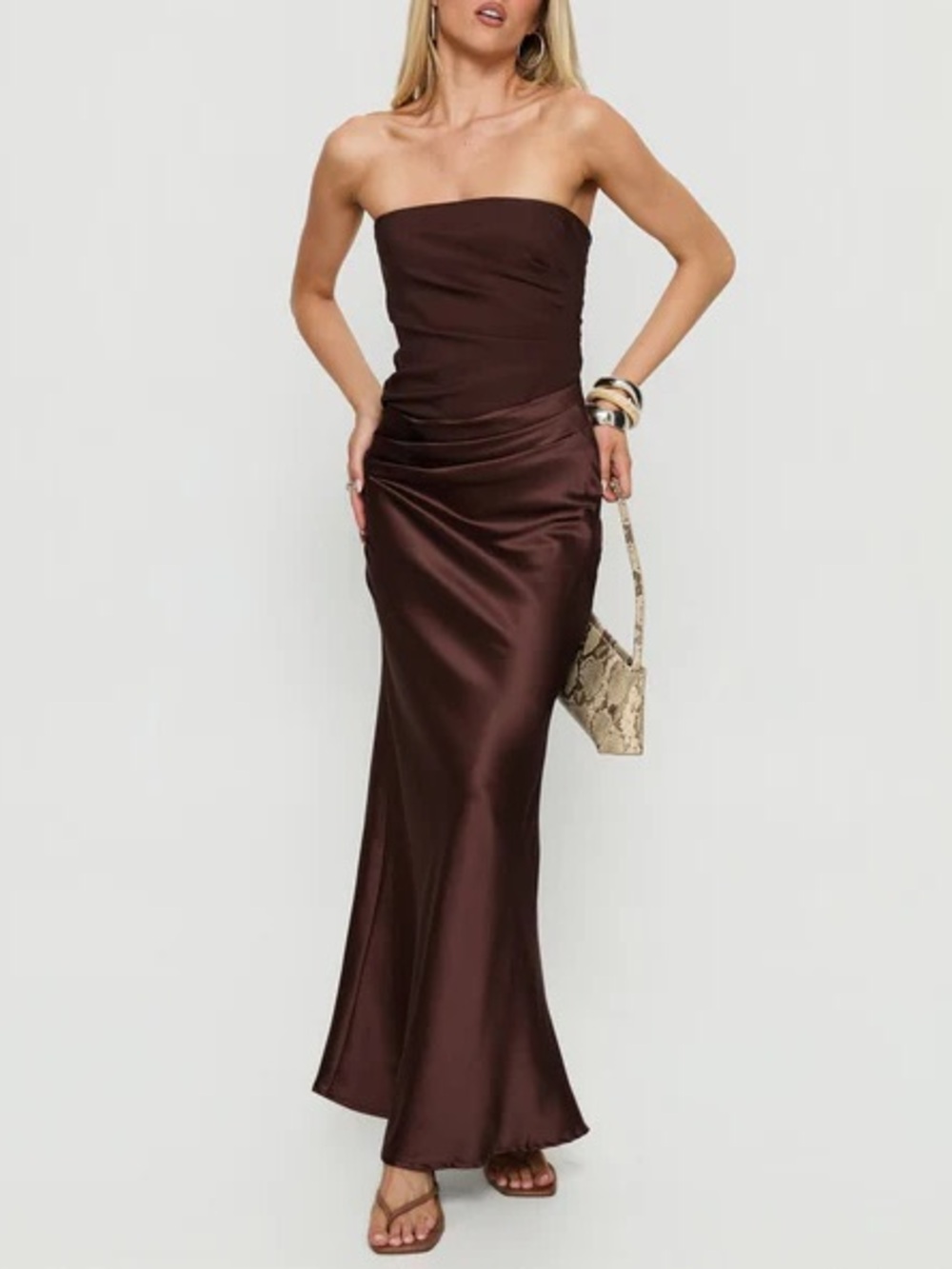 Princess Polly Lulita Strapless Brown Dress